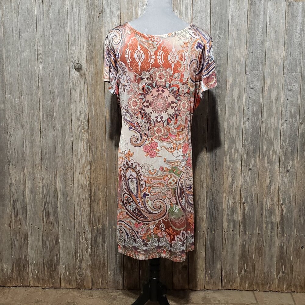 Apt 9 Dress 1X XL Tan Orange Paisley Boho Indie Earthy Cottage Fairy Grunge Y2K - Picture 5 of 7
